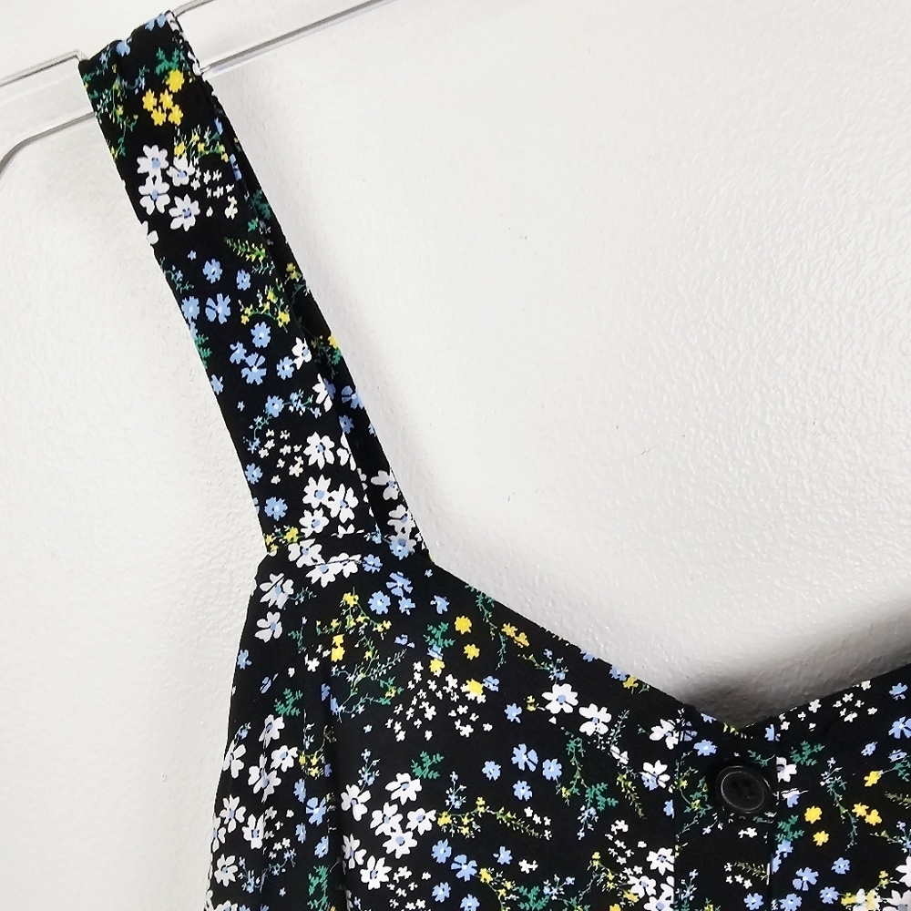 Loft Outlet Black Ditsy Floral Wide Leg Cropped Romper Jumpsuit NWT MP - Picture 5 of 11